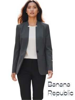 Banana Republic Gray Long And Lean Blazer Jacket NWOT Size 8